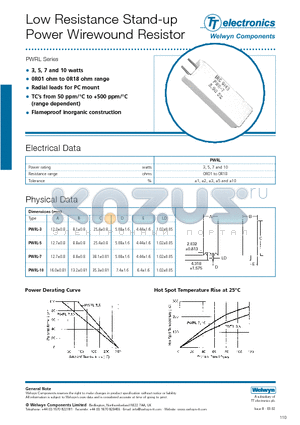 PWRL-5 datasheet - Low Resistance Stand-up Power Wirewound Resistor