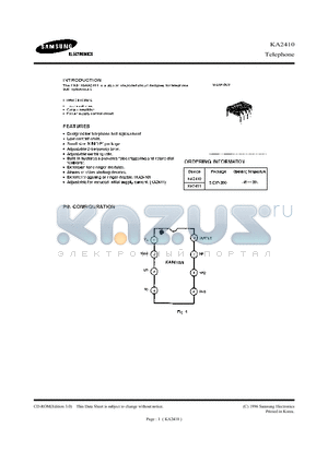 KA2411 datasheet - THE KA2410/KA2411 IS A BIPOLAR INTEGRATED CIRCUIT DESIGNED FOR TELEPHONE BELL REPLACEMENT