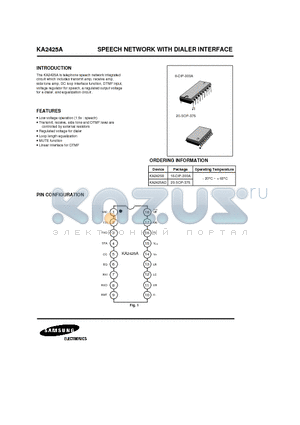 KA2425AD datasheet - SPEECH NETWORK WITH DIALER INTERFACE