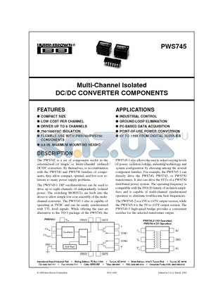 PWS745 datasheet - Multi-Channel Isolated DC/DC CONVERTER COMPONENTS