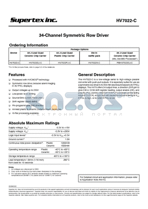 HV7022-C_07 datasheet - 34-Channel Symmetric Row Driver