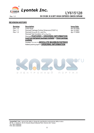 LY615128UL datasheet - 5V 512K X 8 BIT HIGH SPEED CMOS SRAM