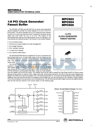 MPC903 datasheet - 1:6 PCI CLOCK GENERATOR/ FANOUT BUFFER