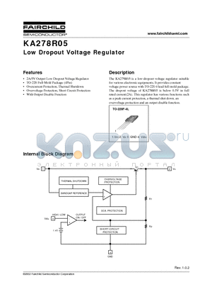 KA278R05 datasheet - Low Dropout Voltage Regulator