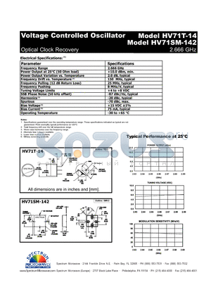 HV71SM-142 datasheet - Voltage Controlled Oscillator