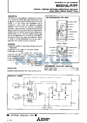 M5201AFP datasheet - GENERAL PURPOSE SWITCHING OPERATIONAL AMPLIFIER(DUAL INPUT, SINGLE OUTPUT TYPE)