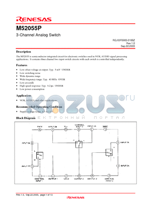 M52055P datasheet - 3-Channel Analog Swi