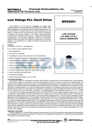 MPC9351D datasheet - Low Voltage PLL Clock Driver