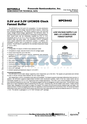 MPC9443 datasheet - 2.5V AND 3.3V LVCMOS CLOCK FANOUT BUFFER