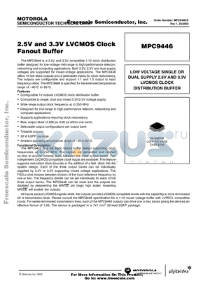 MPC9446 datasheet - 2.5V and 3.3V LVCMOS Clock Fanout Buffer