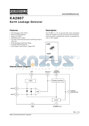 KA2807D datasheet - Earth Leakage Detector