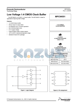 MPC94551 datasheet - Low Voltage 1:4 CMOS Clock Buffer