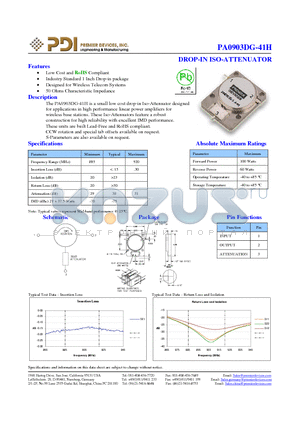 PA0903DG-41H datasheet - DROP-IN ISO-ATTENUATOR