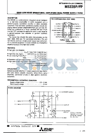 M5228FP datasheet - QUAD LOW-NOISE OPERATIONAL AMPLIFIERS(DUAL POWER SUPPLY TYPE)