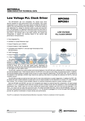 MPC950 datasheet - LOW VOLTAGE PLL CLOCK DRIVER