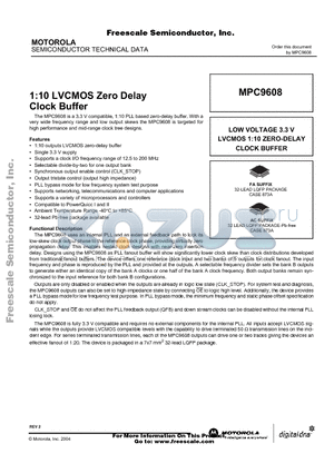 MPC9608 datasheet - 1:10 LVCMOS Zero Delay Clock Buffer