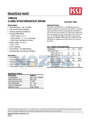 IS42S32160C-6BLI datasheet - 16Mx32 512Mb SYNCHRONOUS DRAM