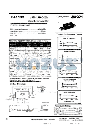 PA1133 datasheet - 1850-1910 MHz,Linear Power Amplifier