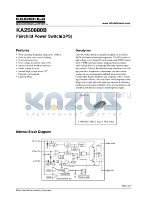 KA2S0880B-YDTU datasheet - Fairchild Power Switch(SPS)