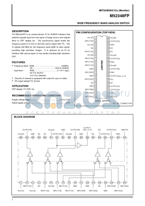 M52348FP datasheet - WIDE FREQUENCY BAND ANALOG SWITCH