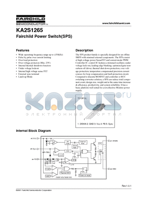 KA2S1265-TU datasheet - Fairchild Power Switch(SPS)