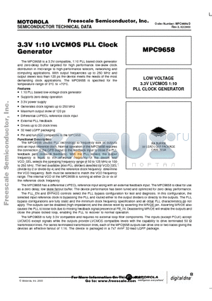 MPC9658 datasheet - 3.3V 1:10 LVCMOS PLL Clock Generator