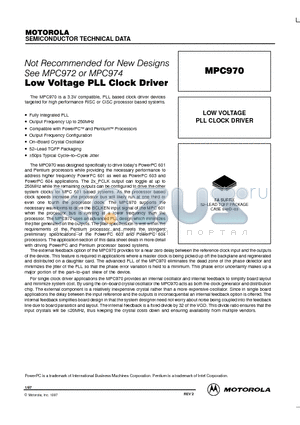 MPC970 datasheet - LOW VOLTAGE PLL CLOCK DRIVER