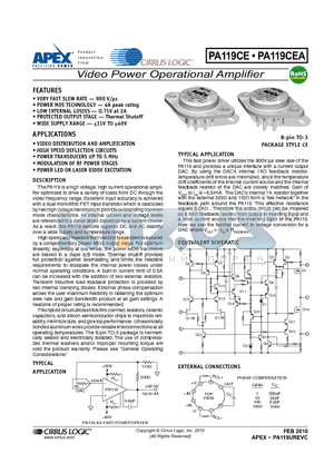 PA119CE_10 datasheet - Video Power Operational Amplifier