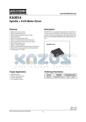 KA3014 datasheet - Spindle  4-CH Motor Driver