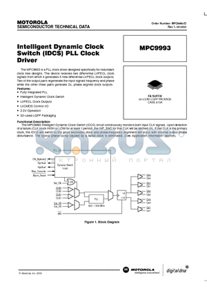 MPC9993 datasheet - INTELLIGENT DYNAMIC CLOCK SWITCH (IDCS)PLL CLOCK DRIVER