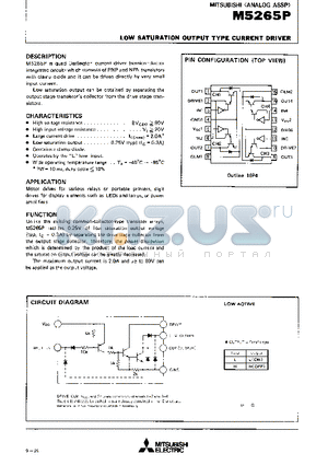 M5265P datasheet - LOW SATURATION OUTPUT TYPE CURRENT DRIVER