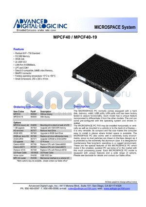 MPCF40 datasheet - MICROSPACE System