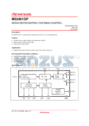 M52461GP datasheet - SERVO MOTER MOTROL FOR RADIO CONTRL