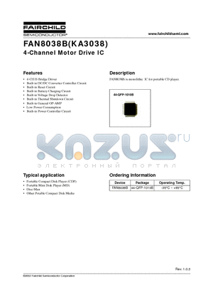 KA3038 datasheet - 4-Channel Motor Drive IC