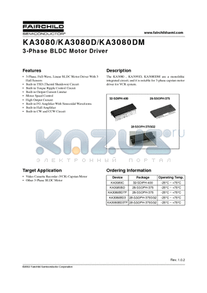 KA3080BD3 datasheet - 3-Phase BLDC Motor Driver