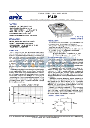 PA12H datasheet - POWER OPERATIONAL AMPLIFIERS