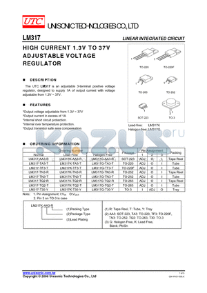 LM317G-AA3-R datasheet - HIGH CURRENT 1.3V TO 37V ADJUSTABLE VOLTAGE REGULATOR