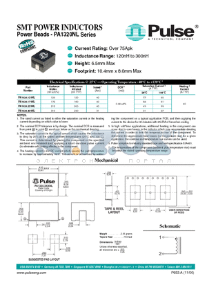 PA1320.171NL datasheet - SMT POWER INDUCTORS Power Beads