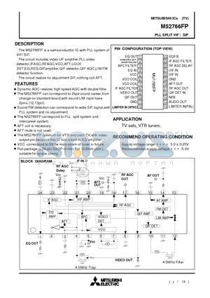 M52766FP datasheet - PLL SPLIT VIF / SIF