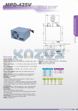 MPD-425V datasheet - 250W DC-DC Power Supply Input Range: 40~57VDC