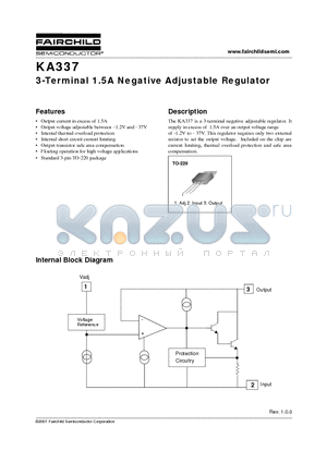 KA337 datasheet - 3-Terminal 1.5A Negative Adjustable Regulator