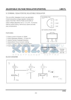 LM317L datasheet - ADJUSTABLE VOLTAGE REGULATOR (POSITIVE)