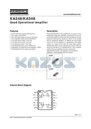KA348D datasheet - Quad Operational Amplifier
