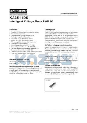 KA3511DS datasheet - Intelligent Voltage Mode PWM IC