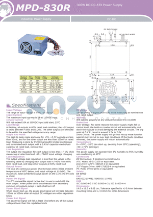 MPD-830R datasheet - 300W DC-DC ATX Power Supply