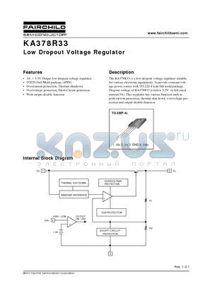 KA378R33 datasheet - Low Dropout Voltage Regulator