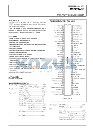 M52770 datasheet - NTSC/PAL TV SIGNAL PROCESSOR