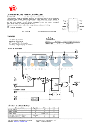 KA3842 datasheet - Linear Integrated Circuit(CURRENT-MODE PWM CONTROLLER)