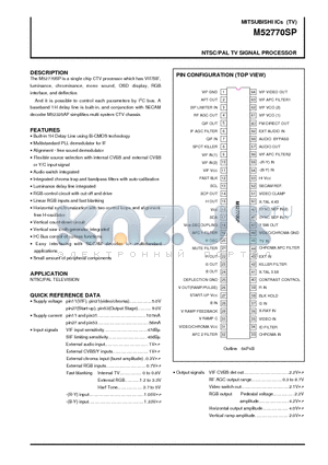 M52770 datasheet - NTSC/PAL TV SIGNAL PROCESSOR