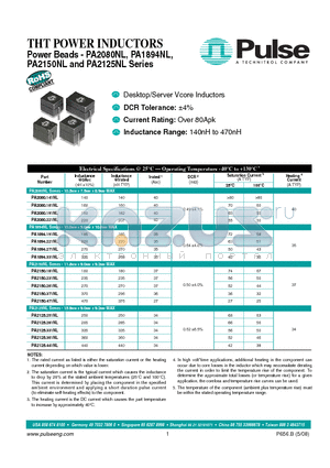 PA1894.271NL datasheet - THT POWER INDUCTORS Power Beads